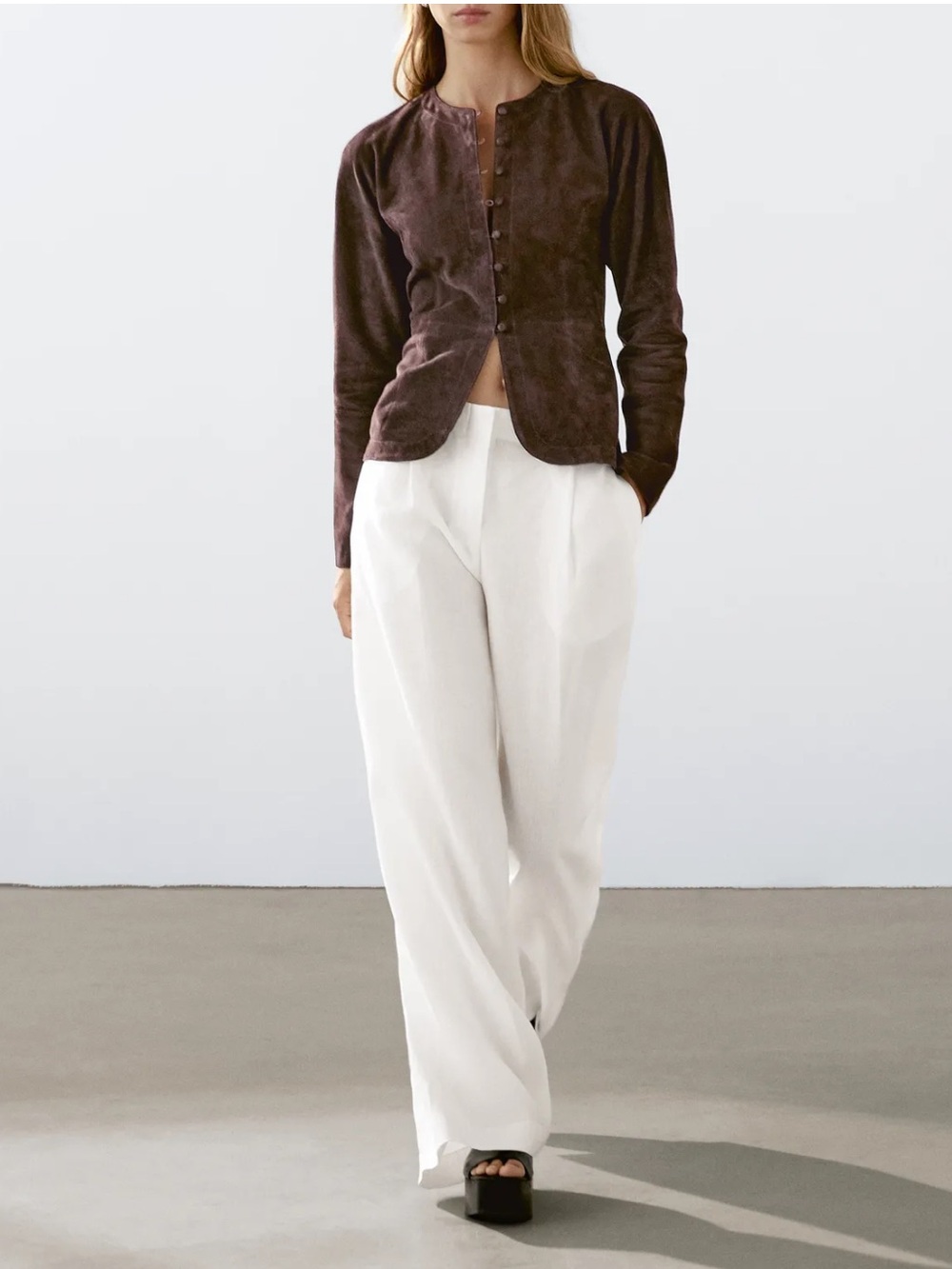 Massimo Dutti NWT 100% linen white wide leg trousers 5056/670